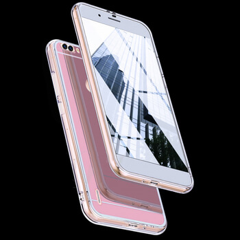Silikonový zrcadlový ochranný obal pro Huawei Y7 Prime (2018) - zlatý