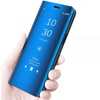 Zrcadlový plastový flip obal pro Huawei Y6 Prime 2018 - modrý