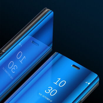 Zrcadlový plastový flip obal pro Huawei Y6 Prime 2018 - modrý