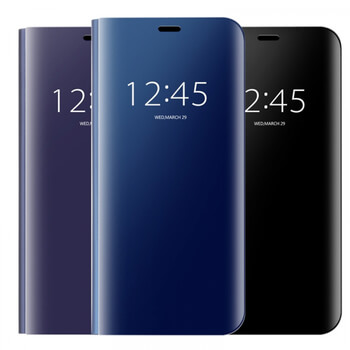 Zrcadlový plastový flip obal pro Huawei Y6 Prime 2018 - fialový