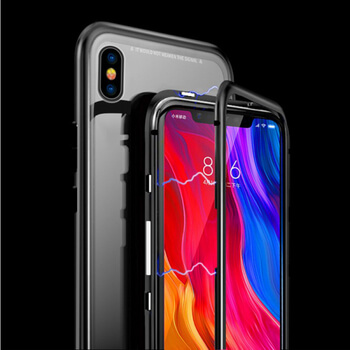 Ochranný kryt s hliníkovým magnetickým rámečkem pro Xiaomi Mi 8 - černý