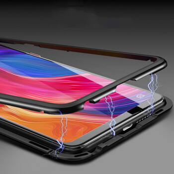 Ochranný kryt s hliníkovým magnetickým rámečkem pro Xiaomi Mi 8 - černý