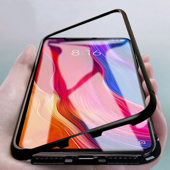Ochranný kryt s hliníkovým magnetickým rámečkem pro Xiaomi Mi 8 - černý