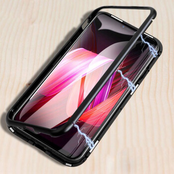 Ochranný kryt s hliníkovým magnetickým rámečkem pro Xiaomi Mi 8 - černý