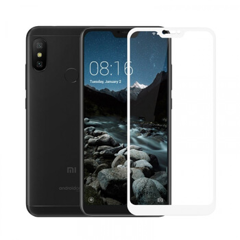 3x 3D ochranné tvrzené sklo s rámečkem pro Xiaomi Mi A2 Lite - bílé - 2+1 zdarma