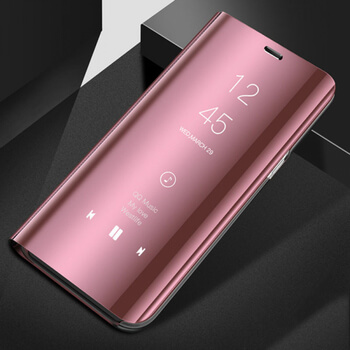 Zrcadlový plastový flip obal pro Xiaomi Mi A2 Lite - růžový