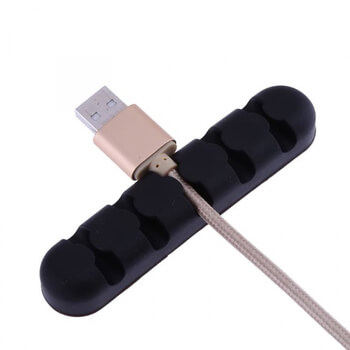 Silikonový organizér a držák na USB kabely 5ti článkový - černý