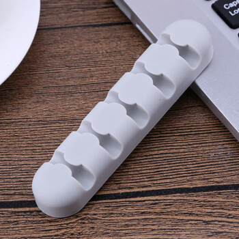 Silikonový organizér a držák na USB kabely 5ti článkový - šedý
