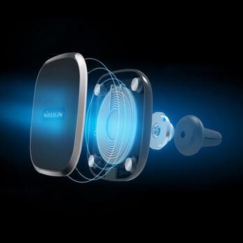 2v1 Univerzální magnetický držák Nillkin s bezdrátovým nabíjením se silikonovým klipem do ventilace