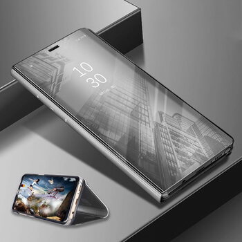 Zrcadlový plastový flip obal pro Huawei Nova 3 - stříbrný