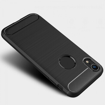 Ochranný silikonový obal karbon pro Apple iPhone XR - černý
