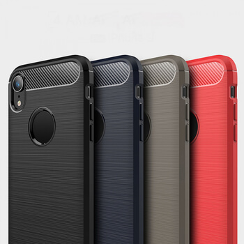 Ochranný silikonový obal karbon pro Apple iPhone XR - černý