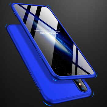 Ochranný 360° celotělový plastový kryt pro Apple iPhone XS Max - modrý
