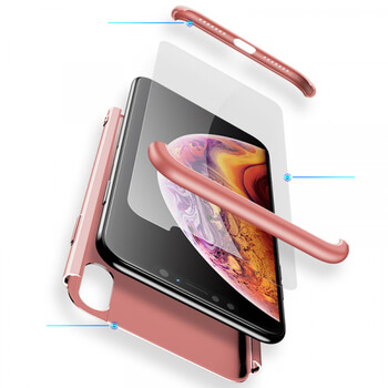 Ochranný 360° celotělový plastový kryt pro Apple iPhone XS Max - růžový