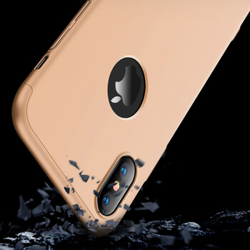 Ochranný 360° celotělový plastový kryt pro Apple iPhone XS Max - zlatý