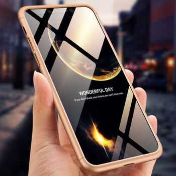 Ochranný 360° celotělový plastový kryt pro Apple iPhone XS Max - zlatý
