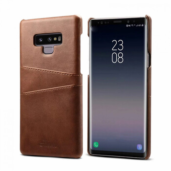 Luxusní kryt z ekokůže s kapsou na kreditku pro Samsung Galaxy Note 9 N960F - hnědý