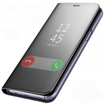 Zrcadlový plastový flip obal pro Samsung Galaxy A8 2018 A530F - stříbrný