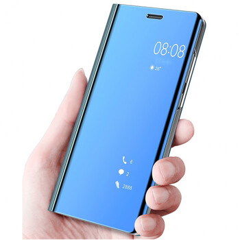 Zrcadlový plastový flip obal pro Huawei Nova 3i - modrý