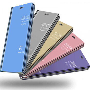 Zrcadlový plastový flip obal pro Huawei Nova 3i - modrý