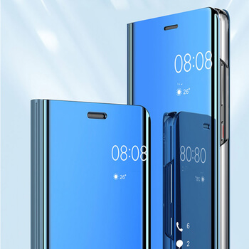 Zrcadlový plastový flip obal pro Huawei Nova 3i - modrý