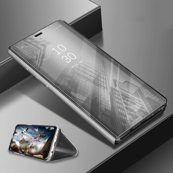 Zrcadlový plastový flip obal pro Huawei Nova 3i - stříbrný