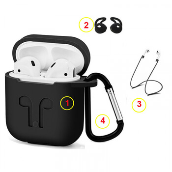 4v1 Silikonové ochranné pouzdro s příslušenstvím pro Apple AirPods 1.generace (2016) - bílé