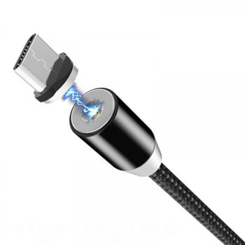 3v1 LED USB nabíjecí kabel s magnetickými koncovkami Lightning/Micro USB/Type C - černý