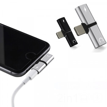2v1 Adaptér a redukce Lightning pro nabíjení a sluchátka Apple iPhone 7, 8 Plus, X, XS a další stříbrná