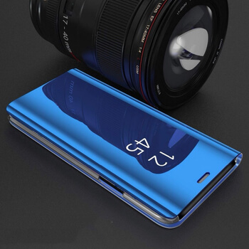 Zrcadlový plastový flip obal pro Samsung Galaxy A8 2018 A530F - modrý