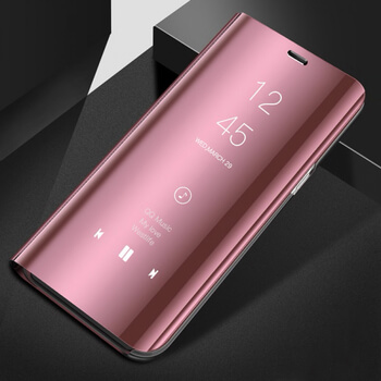Zrcadlový plastový flip obal pro Samsung Galaxy A8 2018 A530F - růžový