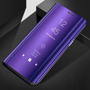 Zrcadlový plastový flip obal pro Samsung Galaxy A8 2018 A530F - fialový