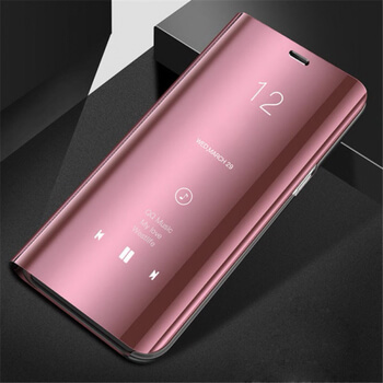 Zrcadlový plastový flip obal pro Samsung Galaxy A7 2018 A750F - růžový
