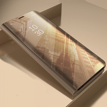 Zrcadlový plastový flip obal pro Samsung Galaxy A9 2018 A920F - zlatý