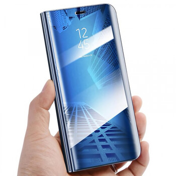 Zrcadlový plastový flip obal pro Huawei Mate 10 Lite - modrý