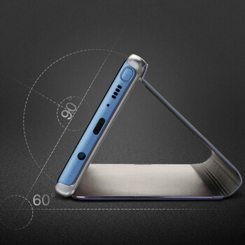 Zrcadlový plastový flip obal pro Huawei Mate 10 Lite - modrý