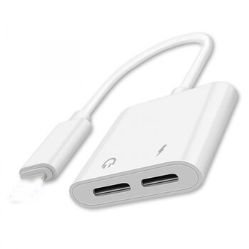Adaptér s dvojitou redukcí Lightning pro nabíjení a sluchátka Apple iPhone 7, 8 Plus, X, XS a další černý