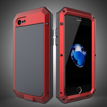 EXTRÉMNĚ odolný hliníkovo-silikonový obal pro Apple iPhone 7 - červený