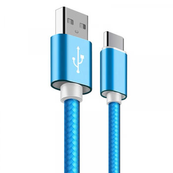 Nylonový USB kabel Type-C - modrý