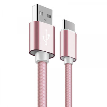 Nylonový USB kabel Type-C - růžový