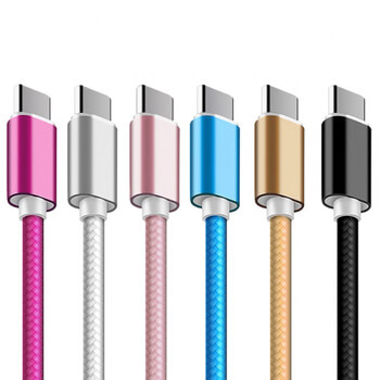 Nylonový USB kabel Type-C - růžový