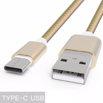 Nylonový USB kabel Type-C - růžový