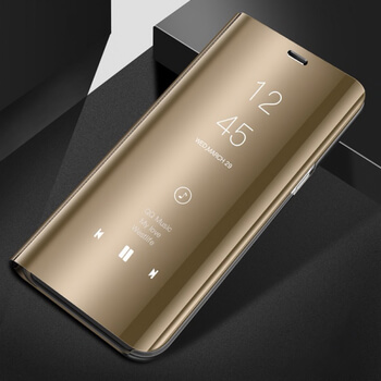 Zrcadlový plastový flip obal pro Xiaomi Redmi 6 - zlatý