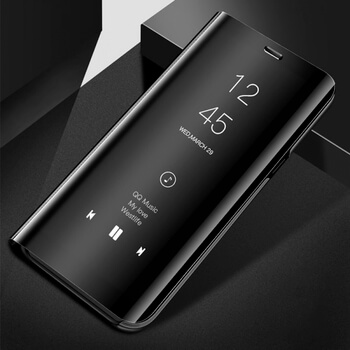 Zrcadlový plastový flip obal pro Huawei P Smart 2019 - černý