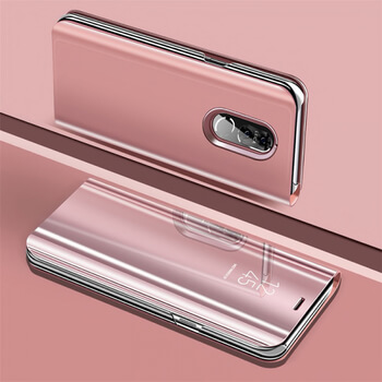 Zrcadlový plastový flip obal pro Huawei Mate 10 Lite - růžový