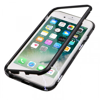 Ochranný kryt s hliníkovým magnetickým rámečkem pro Apple iPhone 7 - černý