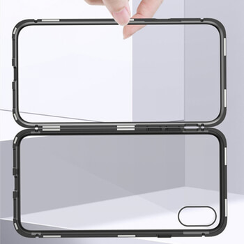 Ochranný kryt s hliníkovým magnetickým rámečkem pro Apple iPhone 7 - černý