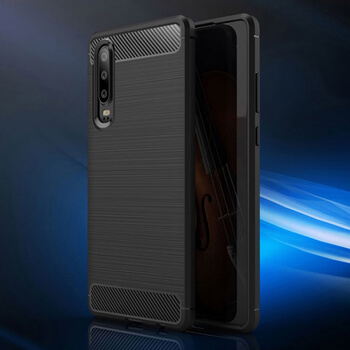 Ochranný silikonový obal karbon pro Huawei P30 - černý