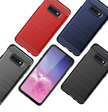 Ochranný silikonový obal karbon pro Samsung Galaxy S10e G970 - červený
