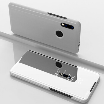 Zrcadlový plastový flip obal pro Xiaomi Redmi 7 - stříbrný